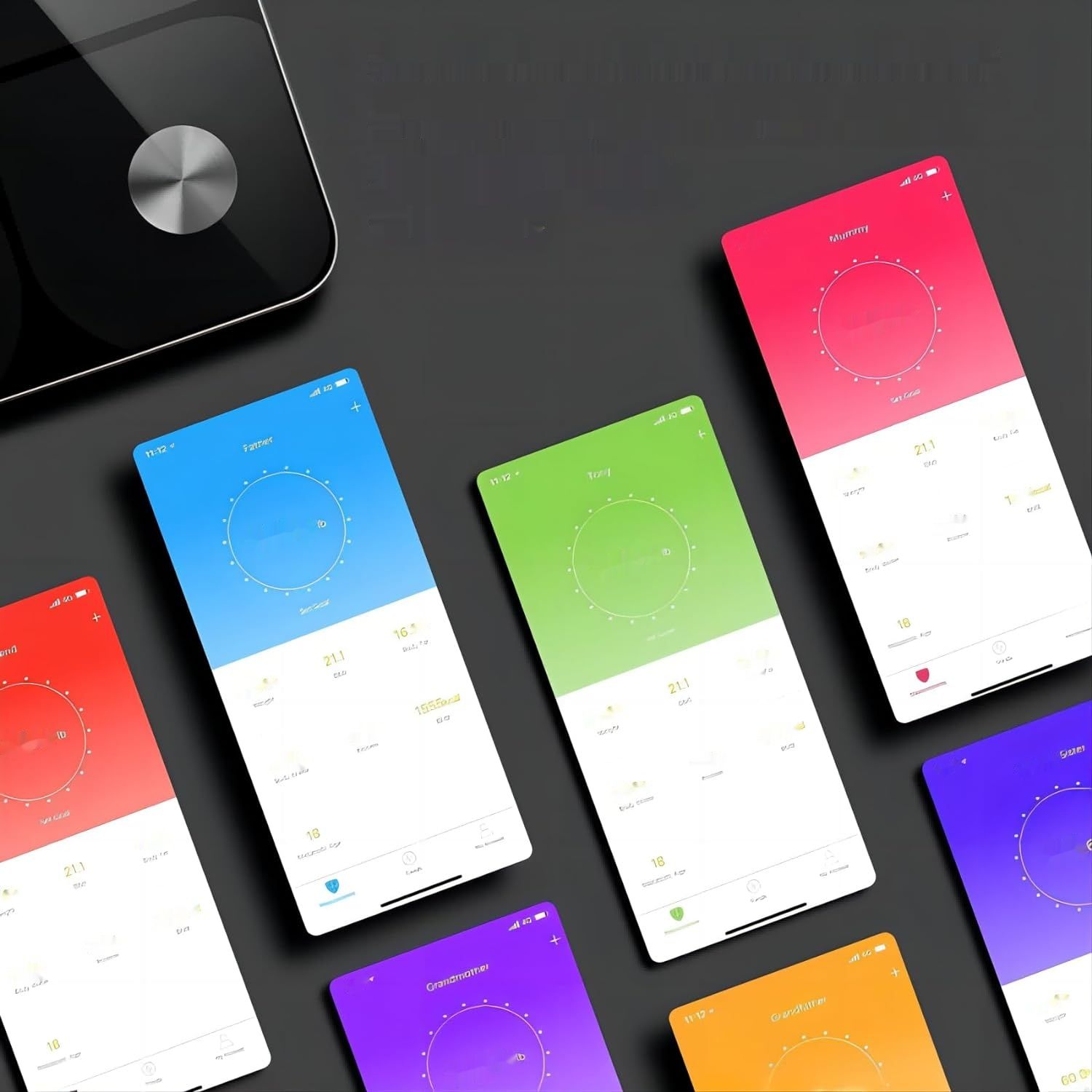 Waga osobista cyfrowa z aplikacją, Bluetooth, pomiar tkanki tłuszczowej, BMI.