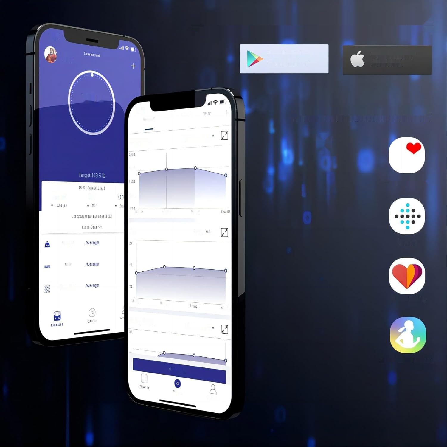 Waga osobista cyfrowa z aplikacją, Bluetooth, pomiar tkanki tłuszczowej, BMI.