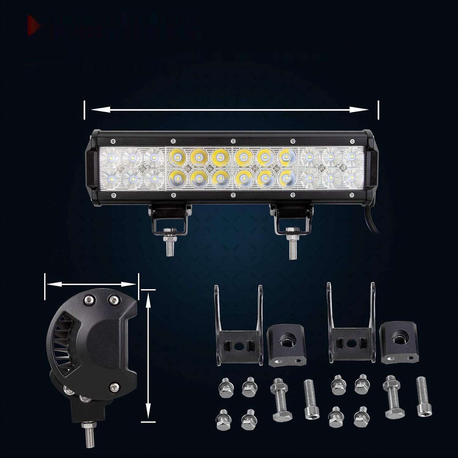 AUXTINGS LED-Lampa robocza, 30,5 cm, 72W, reflektor i naświetlacz