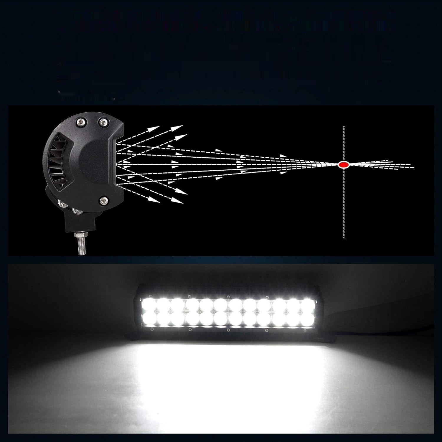 AUXTINGS LED-Lampa robocza, 30,5 cm, 72W, reflektor i naświetlacz