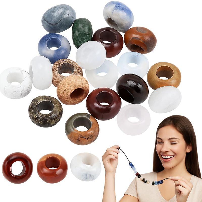 NBEADS 20 szt. 14mm Europejskie Koraliki z Kamieni Szlachetnych, 5mm Duże Otwory
