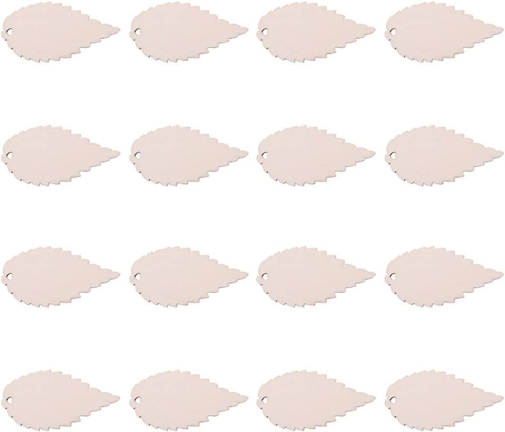 nbeads 100 sztuk drewnianych zawieszek w kształcie liści, 50x26x2mm