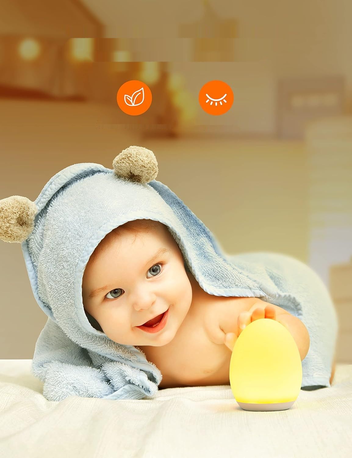 Sympa Lampka nocna dla dzieci, ściemnianie, 8 kolorów, timer 1H, hak, USB-C