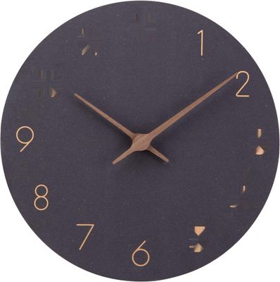 ACCSHINE MDF Drewniany Zegar Ścienny 30 cm Cichy Kwarcowy (Czarny)