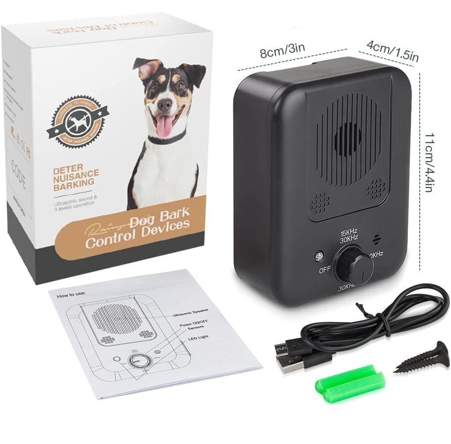 Kontroler szczekania dla psów, 3 tryby, ładowalny, do użytku wewnętrznego i zewnętrznego