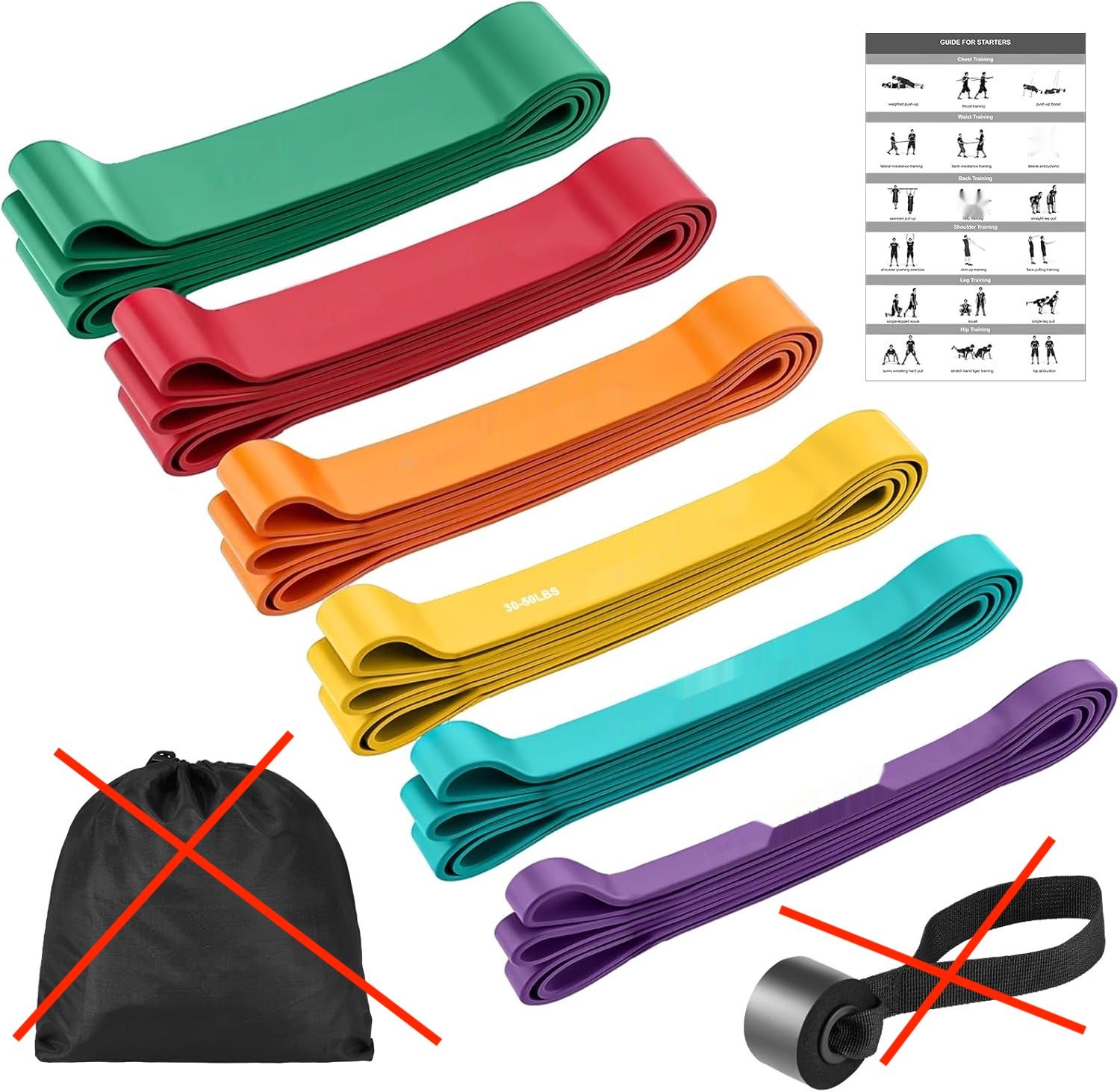 Zacro Resistance Bands, Zestaw Taśm Oporowych z Kotwicą do Drzwi.