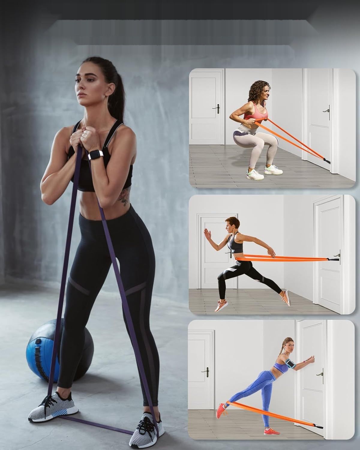 Zacro Resistance Bands, Zestaw Taśm Oporowych z Kotwicą do Drzwi.