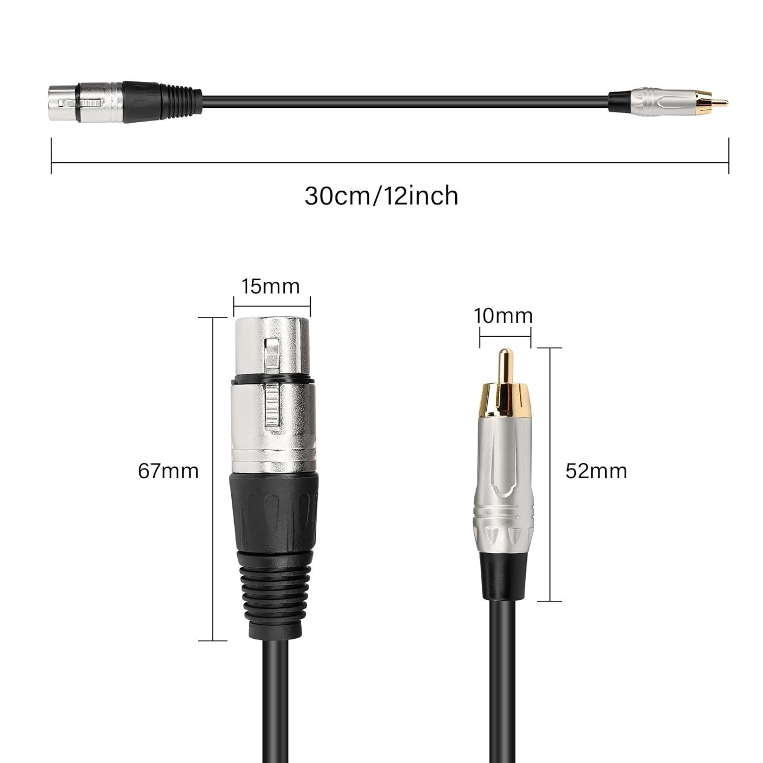 PNGKNYOCN Kabel RCA do XLR, Niezbalansowany (0,3M/1FT)