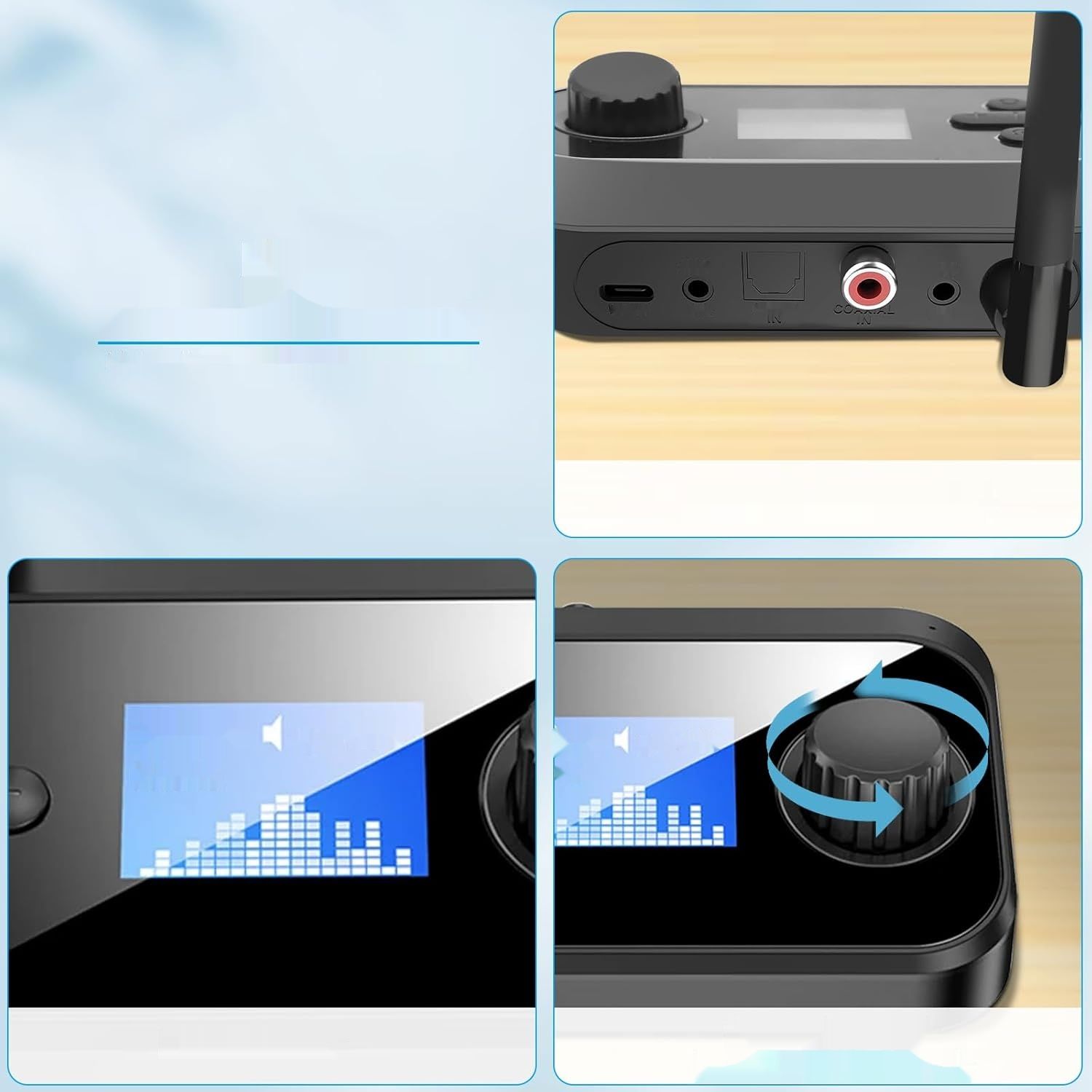 RUIZHI Bluetooth 5.3 2-w-1 Transmiter, niskie opóźnienia, 3.5mm AUX.