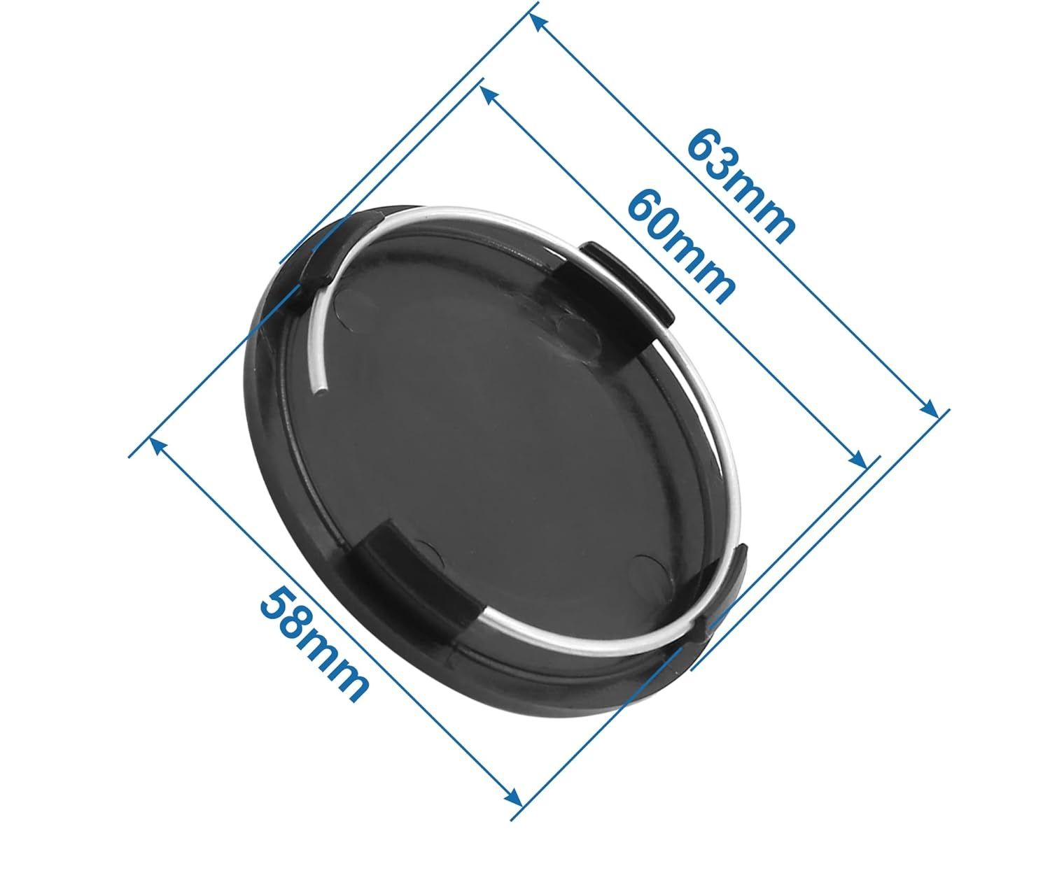 ABSOPRO 4 Zaciski Pokrywy Piasty Koła Opony 63 mm Czarny (4 szt.)