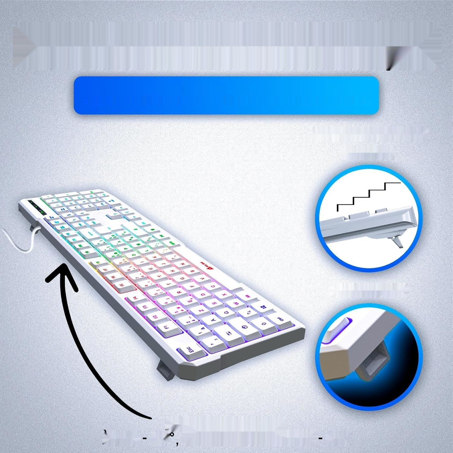 KLIM Chroma AZERTY Francuski Układ Klawiatura Gamingowa