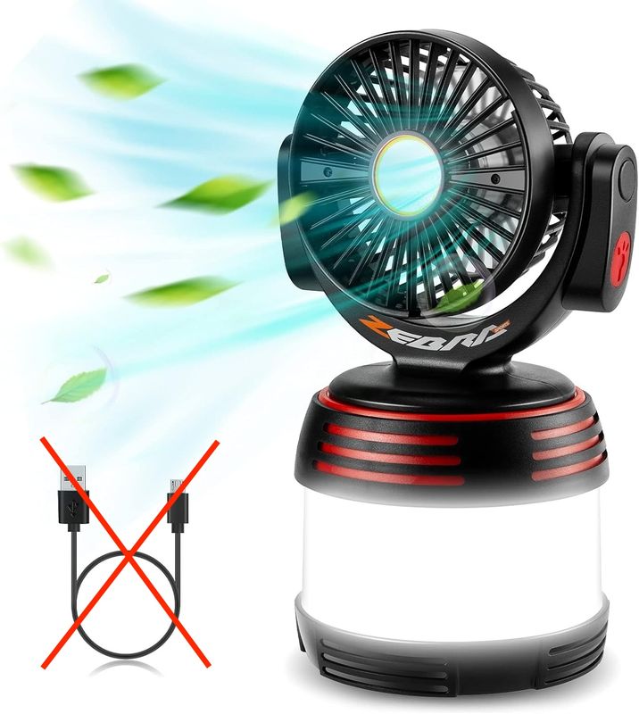 BUCASA LED lampa kempingowa 3-w-1 z power bankiem 8000 mAh i wentylatorem