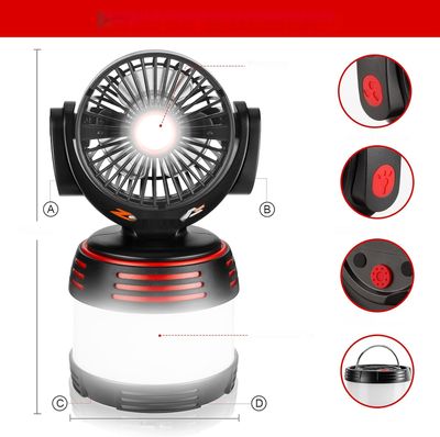 BUCASA LED lampa kempingowa 3-w-1 z power bankiem 8000 mAh i wentylatorem