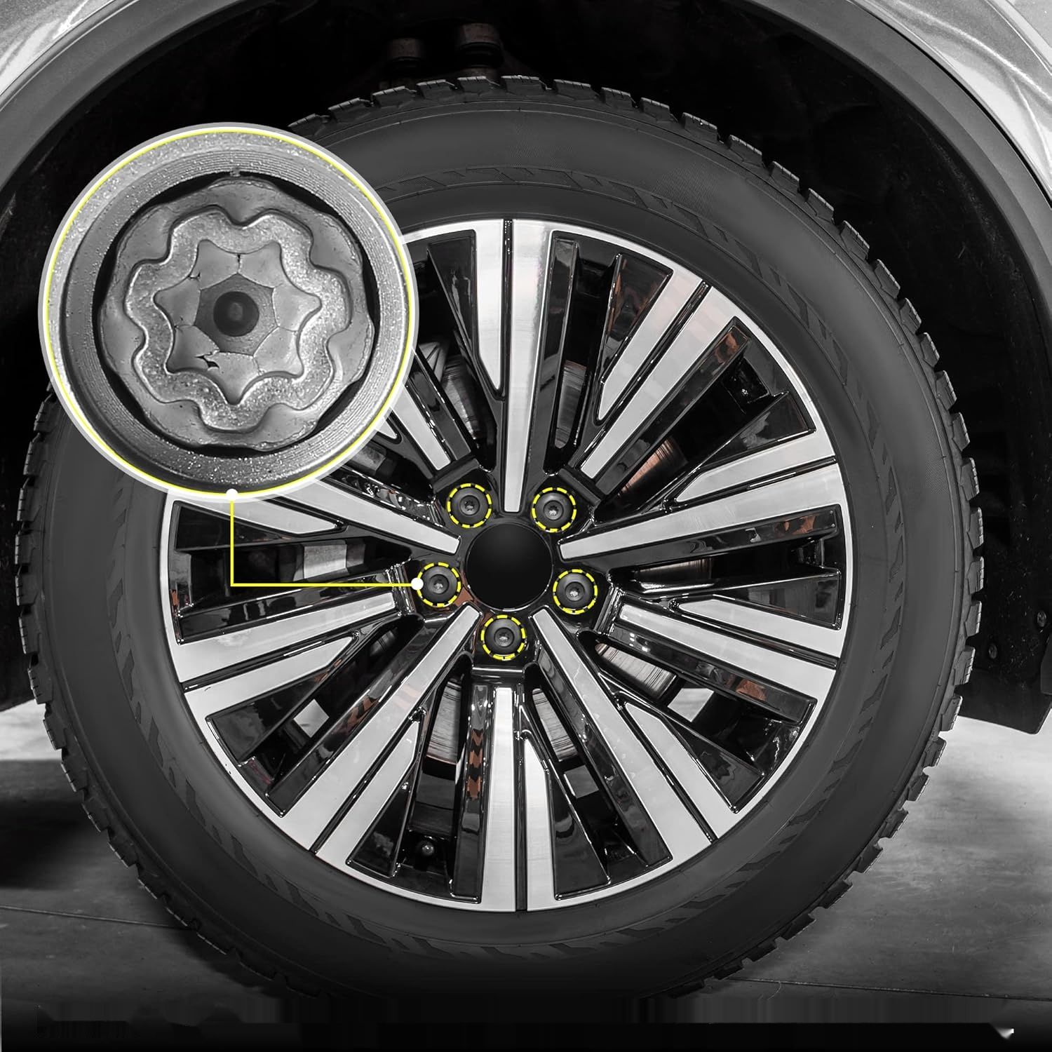 X AUTOHAUX Blokada do kół 31x42 mm, antykradzieżowy do Audi A4L, A5, A6L, Q2L, Q3, Q5, Q7, A8