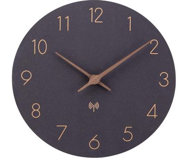Zegar ścienny ACCSHINE: stylowy, radiowy, 30cm, bezgłośny, czarny, MDF.