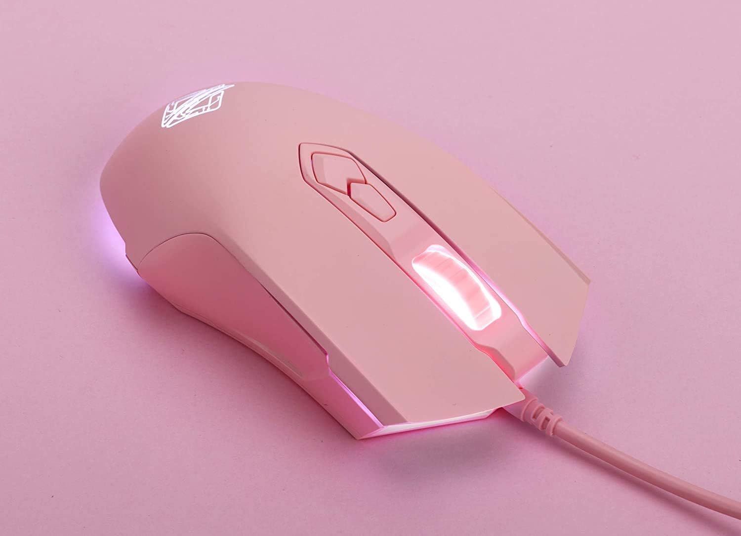 Mysz RGB LexonElec 7 przycisków 2500 DPI LED USB dla graczy - Różowy