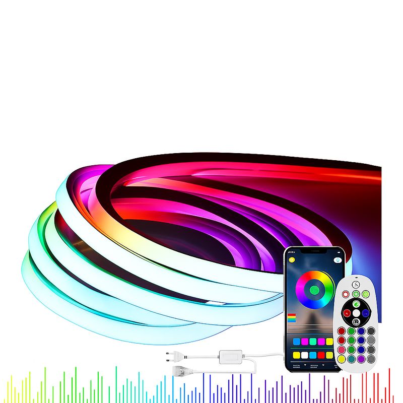 KSIBNW Neon LED Stripe RGB, 2m, IP65, zasilacz, kontroler, 230V.
