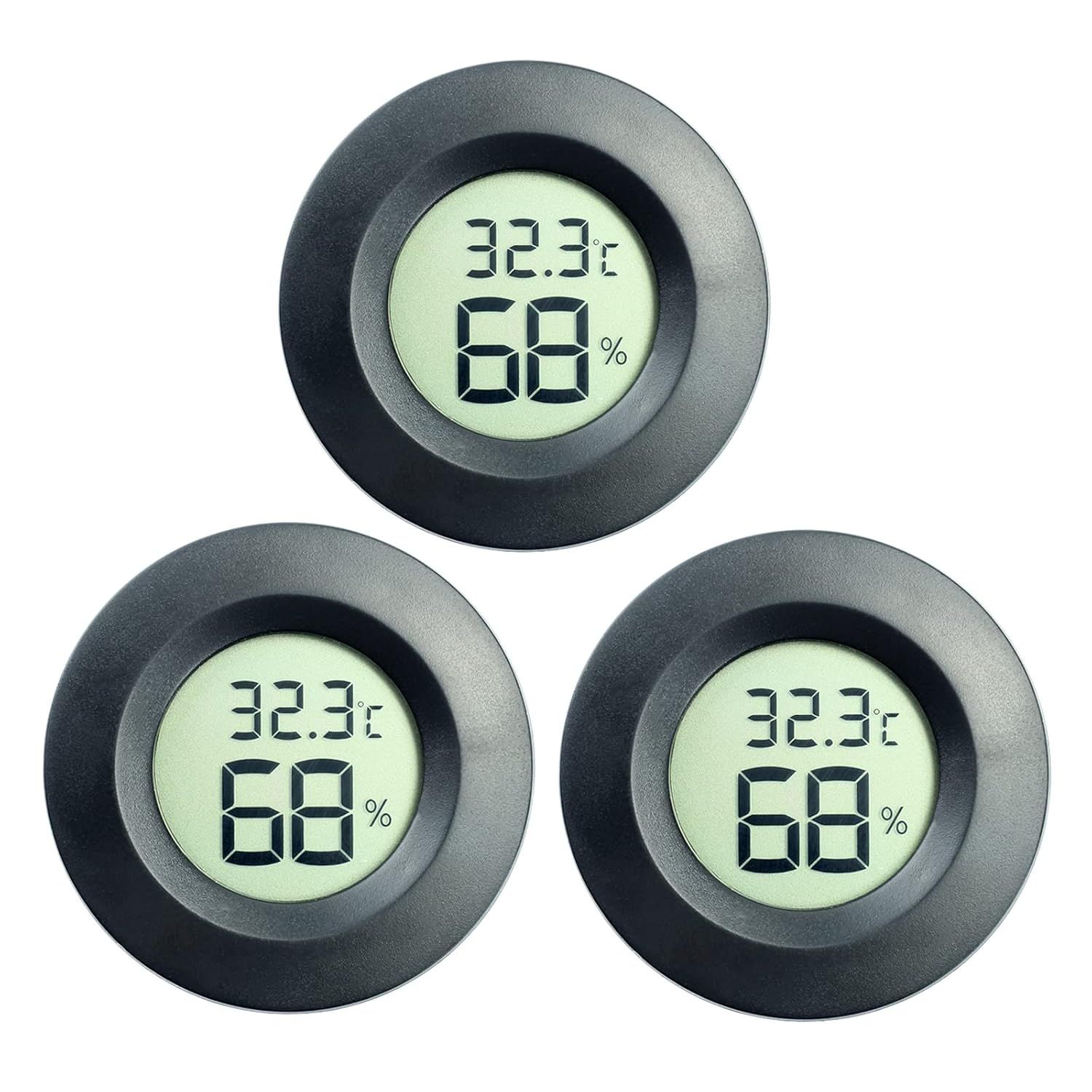 DIFCUL 3x Mini LCD Termometr do Humiadorów Inkubatorów (3 szt.) Czarny