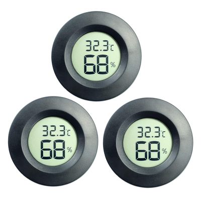 DIFCUL 3x Mini LCD Termometr do Humiadorów Inkubatorów (3 szt.) Czarny