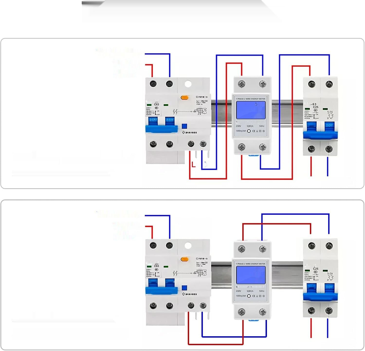 DIFCUL Licznik AC 1-fazowy 230V 5(80)A, montaż na szynę DIN, LCD 2P DIN