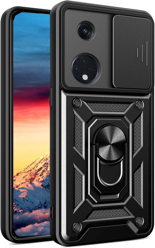 Ysnzaq Etui do Oppo Reno 8T 5G, SLJ Czarny, poliwęglan, stojak.