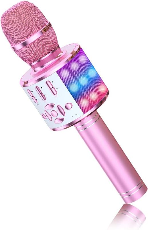 BONAOK Magic Sing Karaoke Mikrofon 4-w-1, Bluetooth, Jasnoróżowy