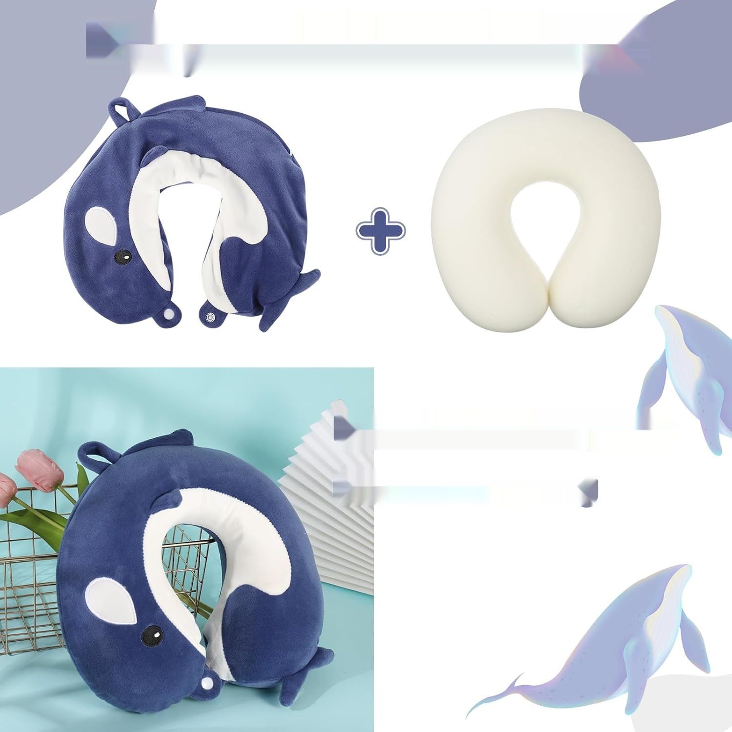 Apricitie Poduszka kark dla dzieci, pianka z pamięcią, motyw zwierzęcia.