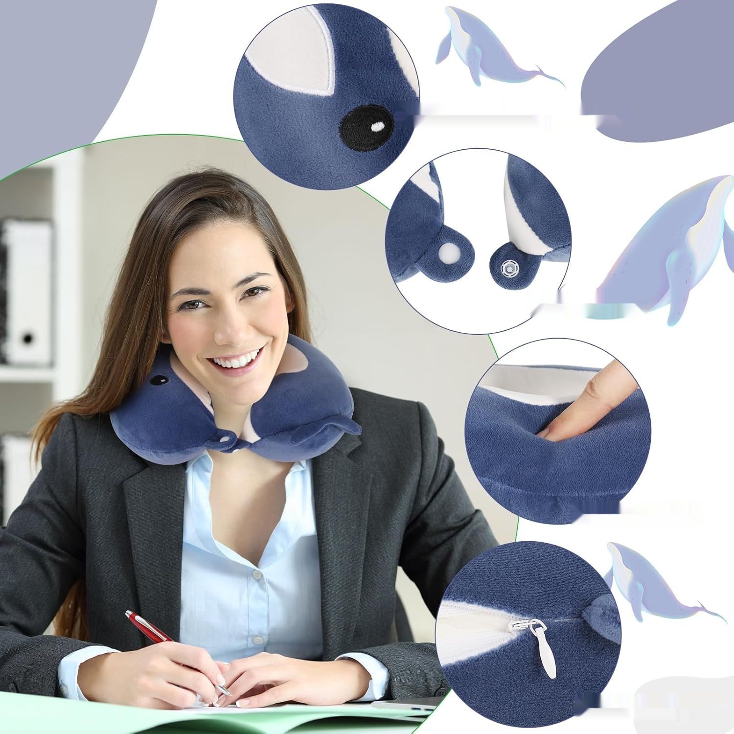 Apricitie Poduszka kark dla dzieci, pianka z pamięcią, motyw zwierzęcia.