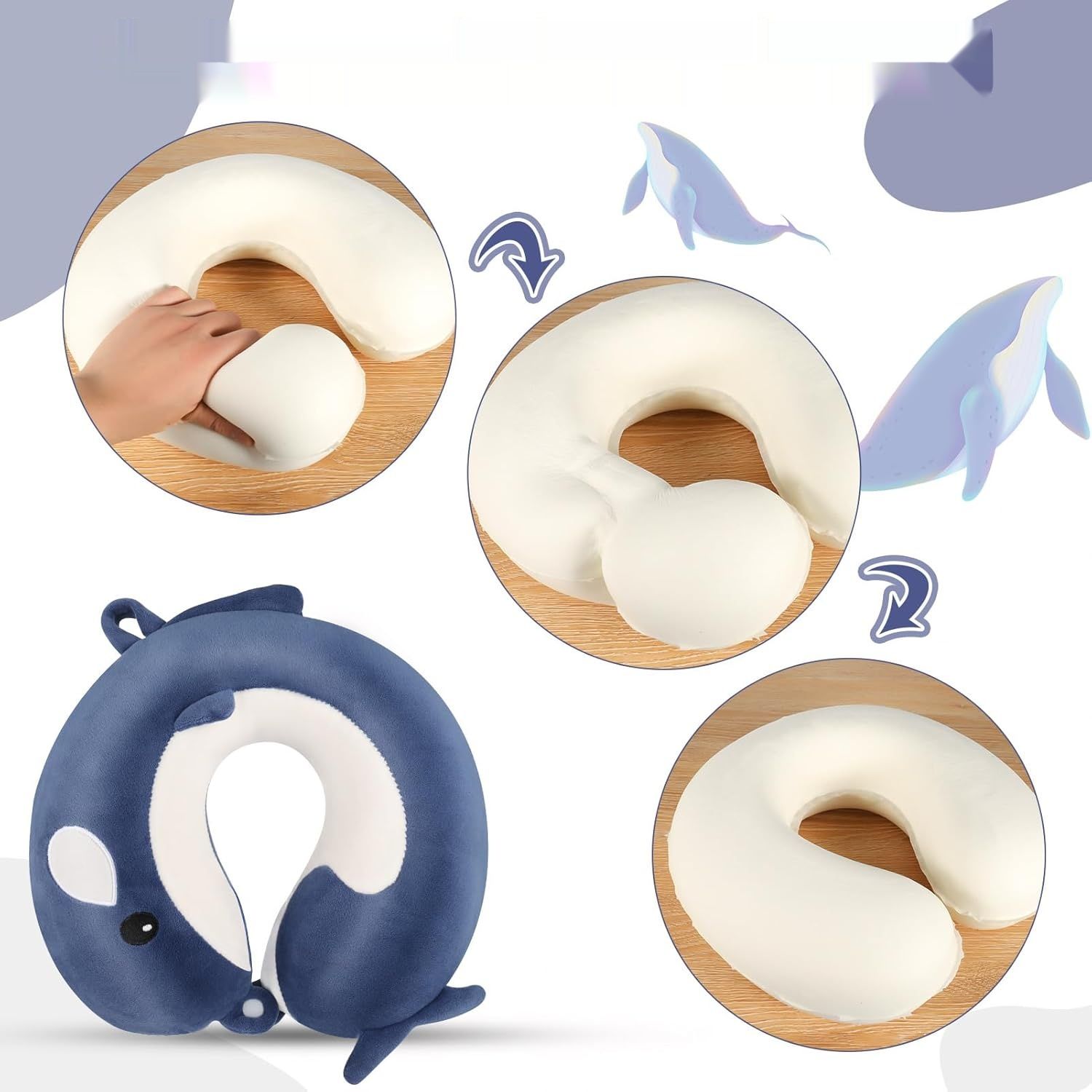 Apricitie Poduszka kark dla dzieci, pianka z pamięcią, motyw zwierzęcia.