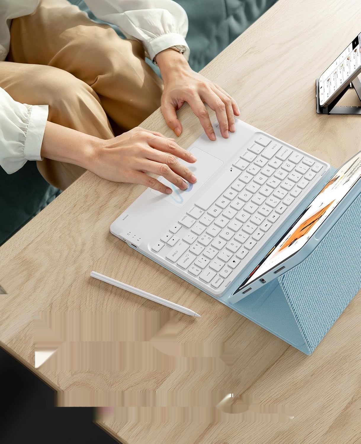Earto Klawiatura iPad Air 6 11” 2024, Touchpad i BT, Niebieski Nieboskłon