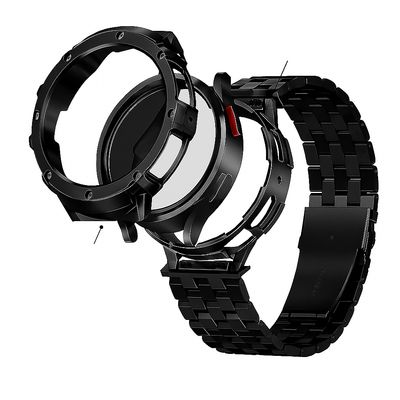 HASLFM Pasek 45mm dla Samsung Galaxy Watch 5 Pro, stal nierdzewna, czarny.