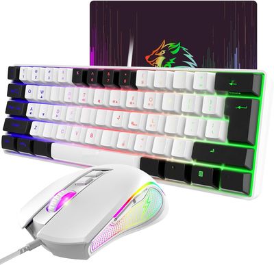 Zestaw Klawiatura i Mysz do Gier RGB, Klawiatura 61 klawiszy + Mysz 3600 DPI