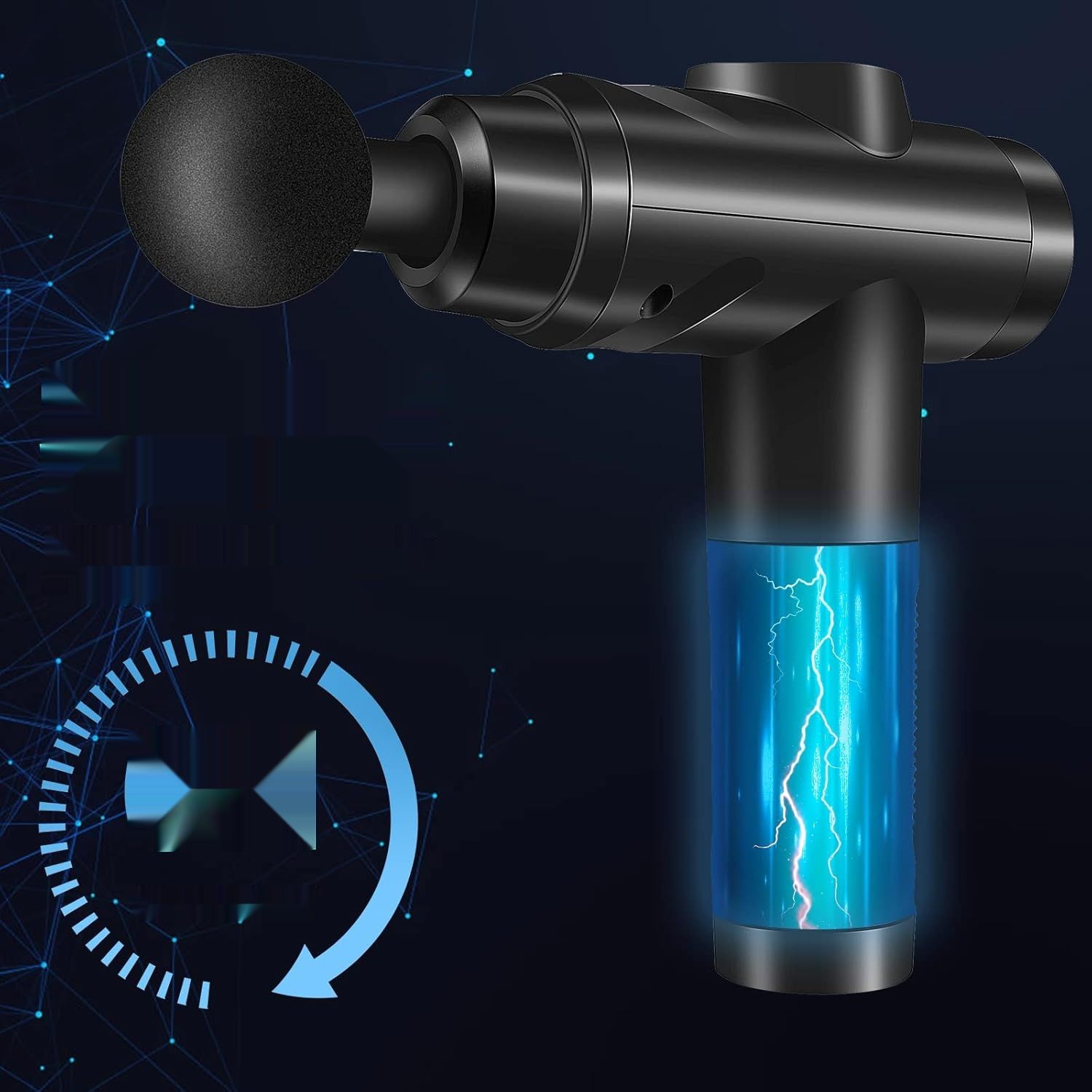 Pistolet do masażu, Masażer 30 prędkości, LCD, 10 głowic, cichy.