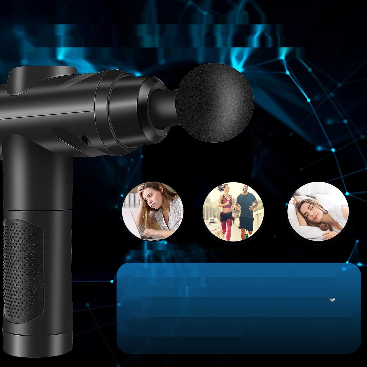 Pistolet do masażu, Masażer 30 prędkości, LCD, 10 głowic, cichy.