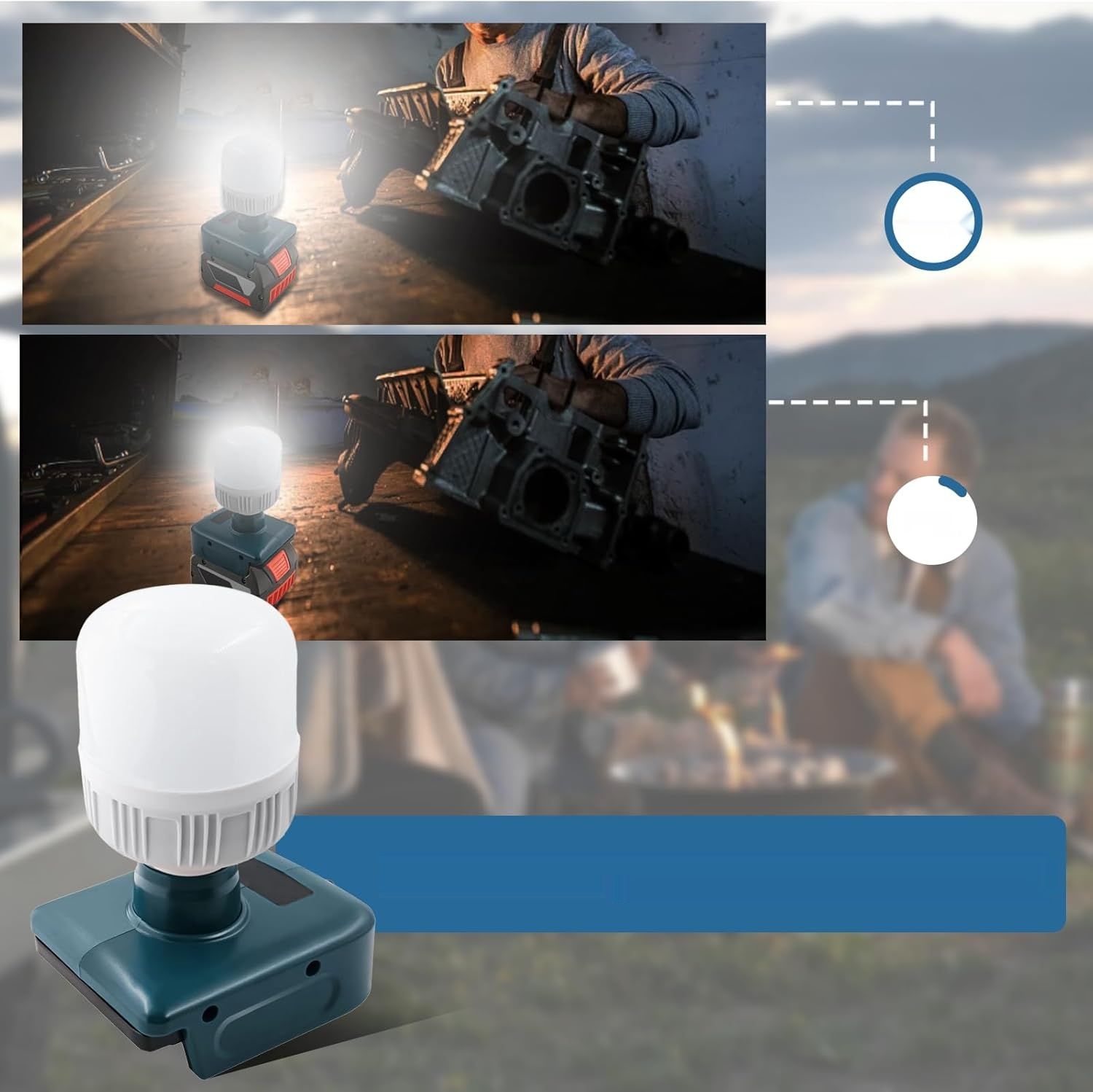 Przenośna lampa JJXNDO 18V 12W 1500lm 6500K (bez akumulatora)