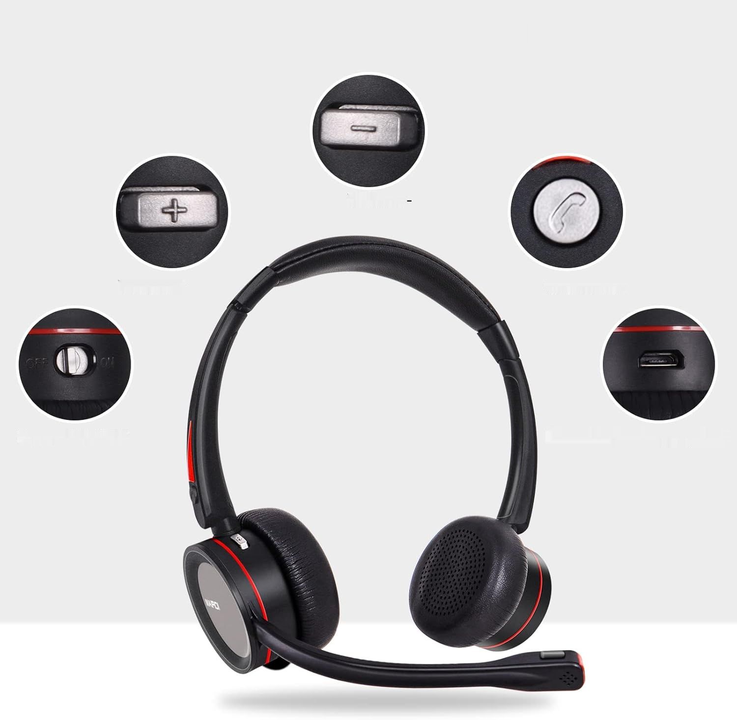 Mairdi Bezprzewodowy Zestaw Słuchawkowy z Mikrofonem, Bluetooth 5.0