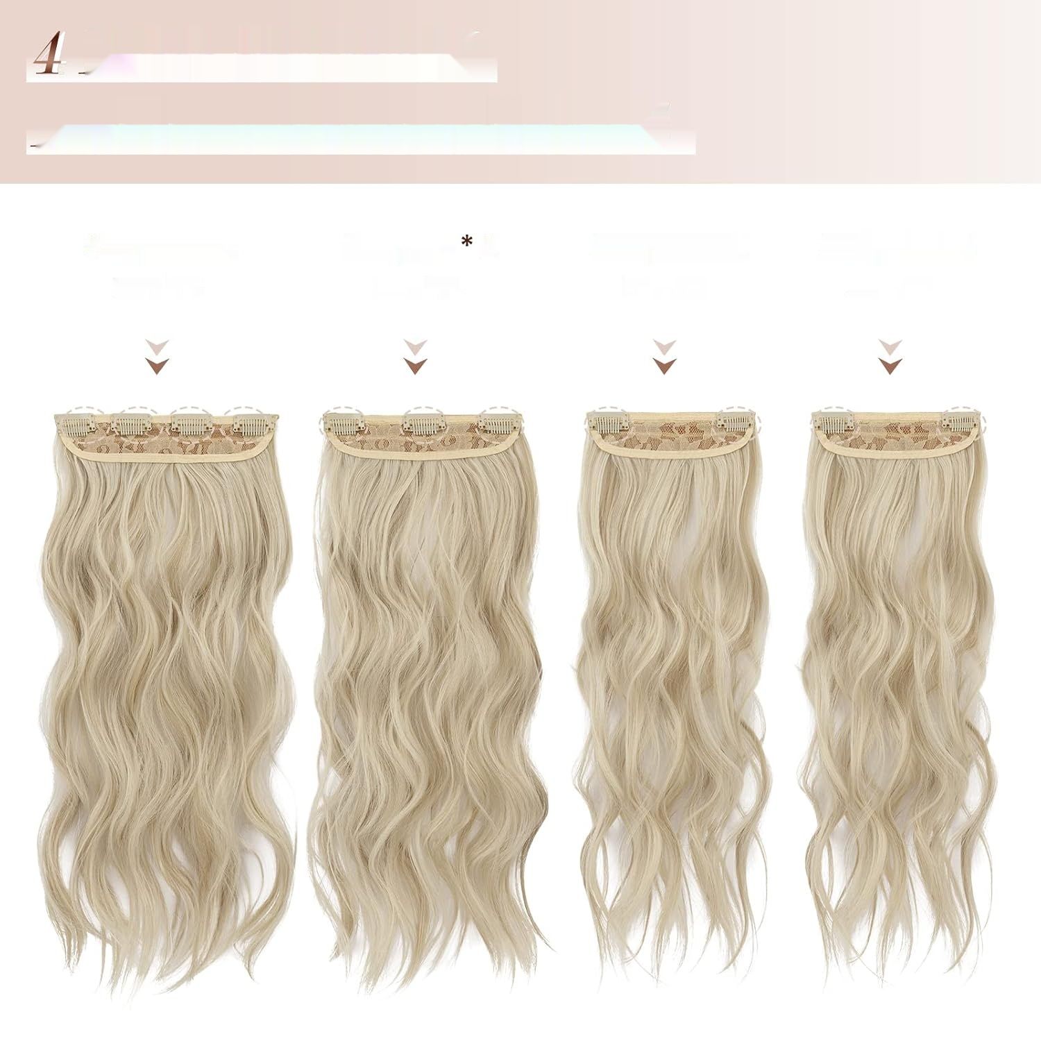 FESHFEN Clip in Extensions, 4PCS Przedłużenia 50 cm, Jasnobeżowy Blond