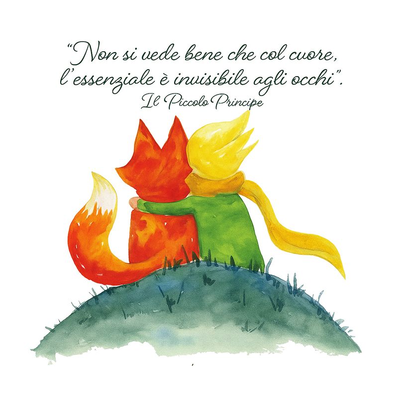 FRATELLI BONELLA - Płótno 30x30 cm z Małym Księciem obejmującym lisa