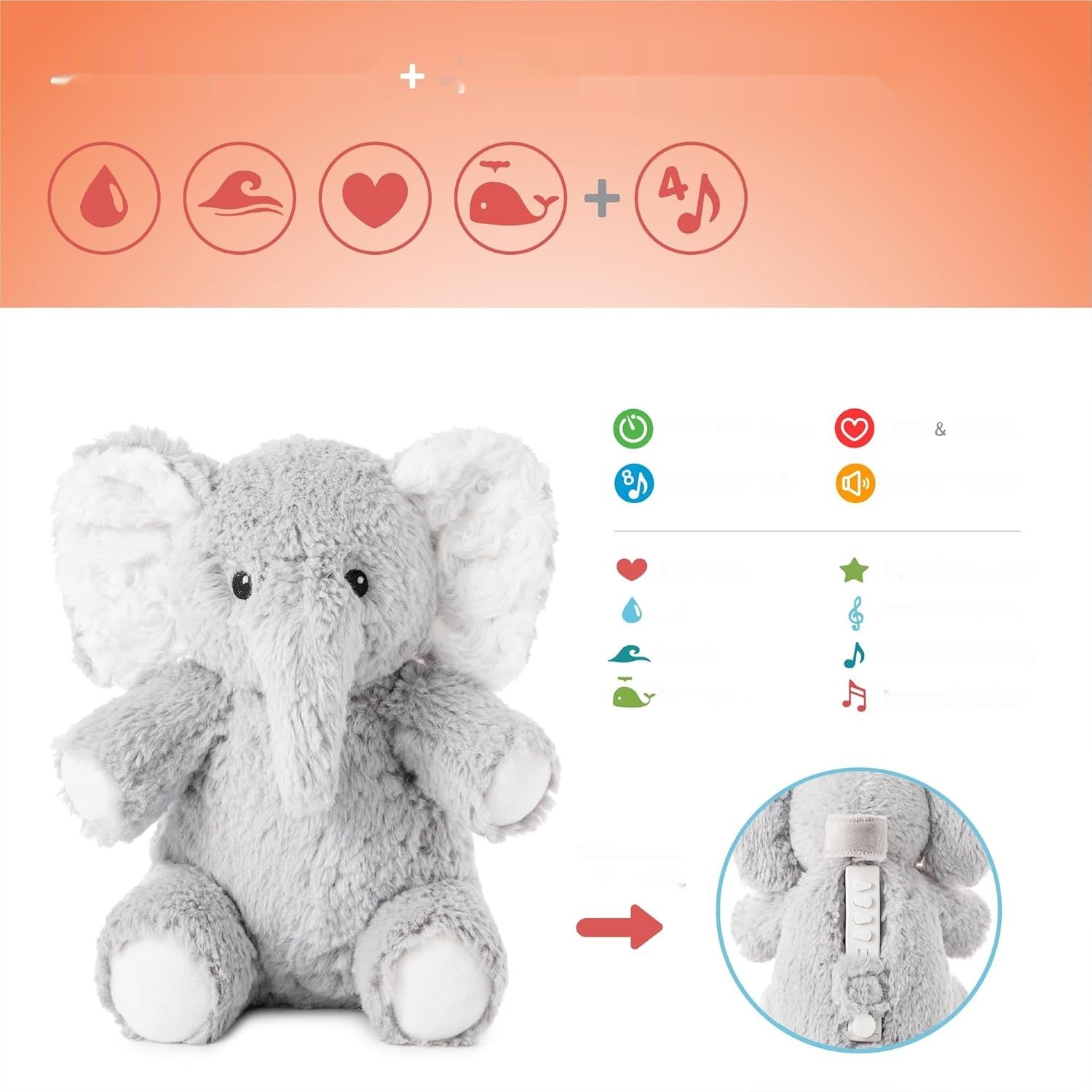 Przytulanka z pozytywką Cloud-b szary słonik