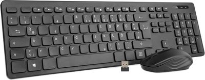 Klawiatura i mysz Rii, bezprzewodowa, PC/Laptop/TV, układ niemiecki, czarny