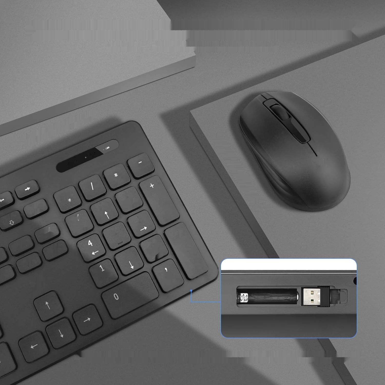 Klawiatura i mysz Rii, bezprzewodowa, PC/Laptop/TV, układ niemiecki, czarny