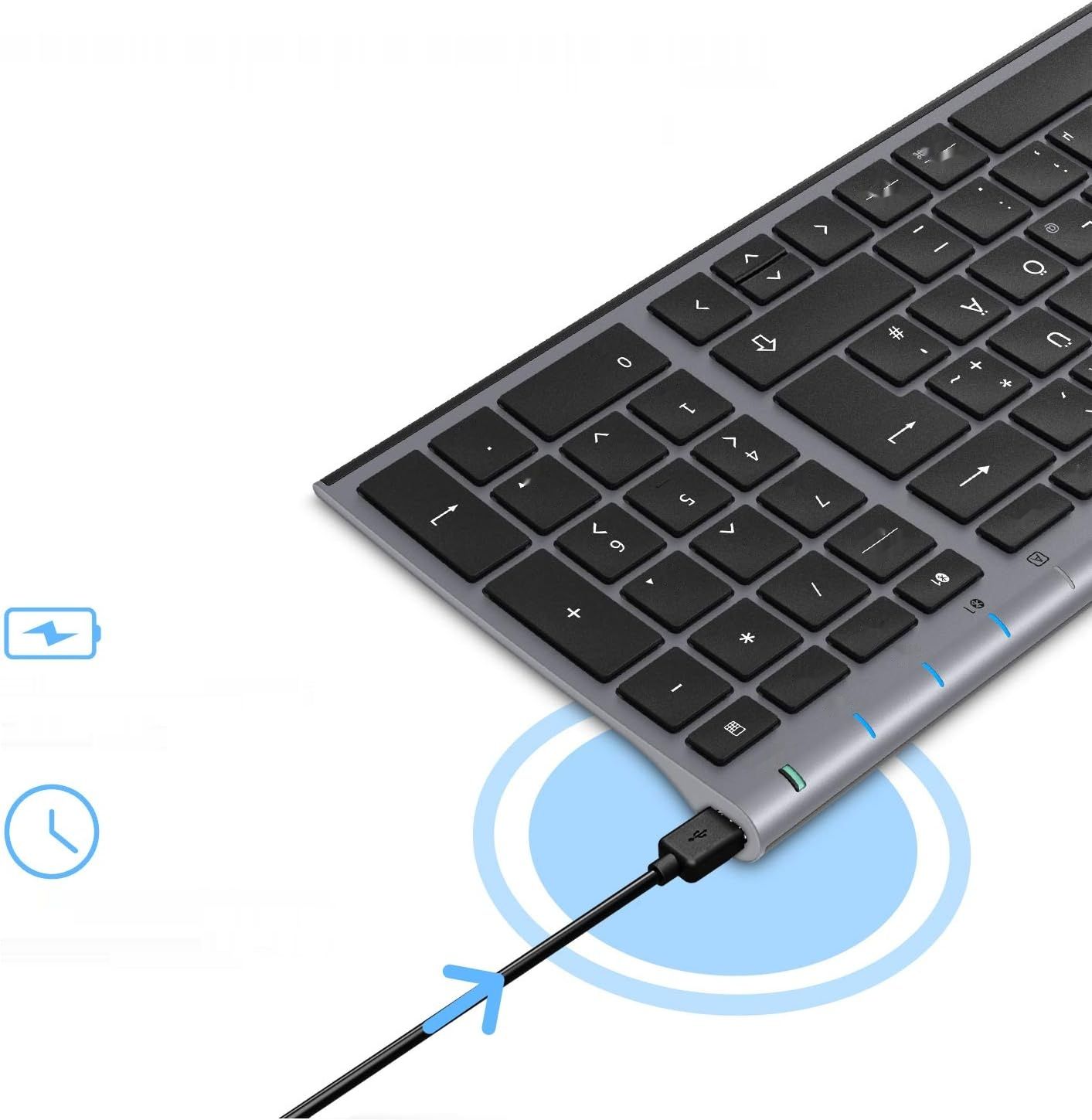 iClever Klawiatura Bluetooth, 3 Kanały, Ładowalna, Windows/Chrome/Mac