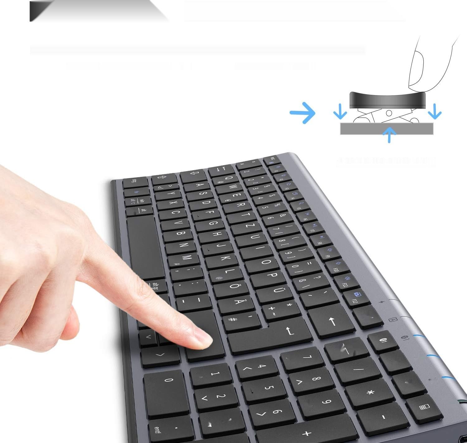 iClever Klawiatura Bluetooth, 3 Kanały, Ładowalna, Windows/Chrome/Mac