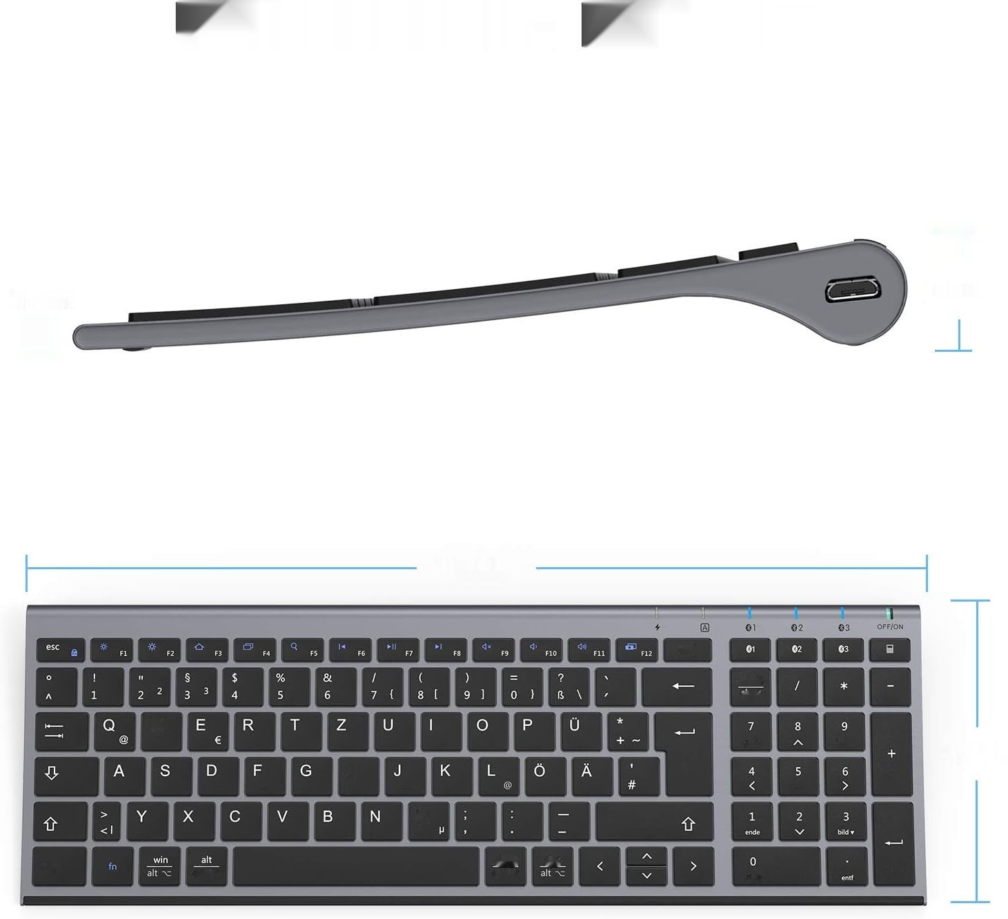 iClever Klawiatura Bluetooth, 3 Kanały, Ładowalna, Windows/Chrome/Mac