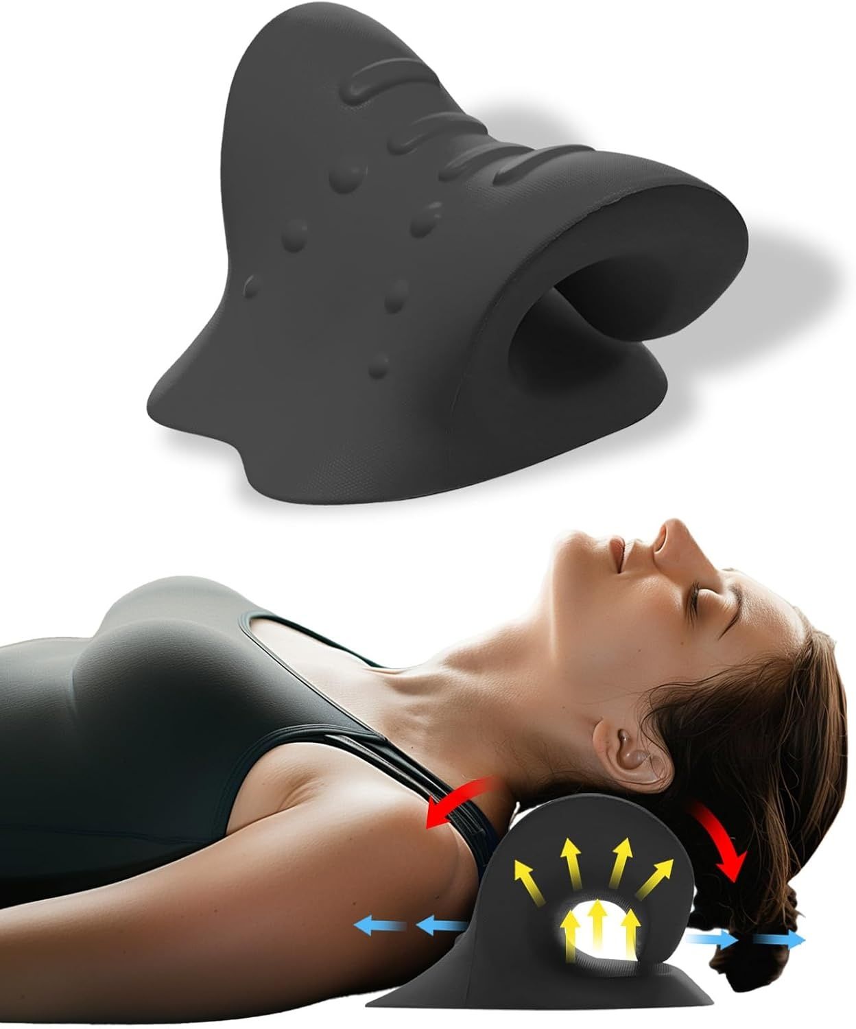 PODUSZKA TRAKCYJNA KARKU,KOREKTOR GARBU SZYI Z PUNKTEM MASAŻU GÓRNEJ CZĘŚCI