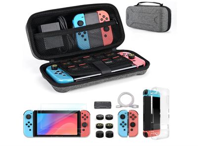 Younik Switch Etui na Switch 2017, Zestaw 14 w 1, szary, wzór Y