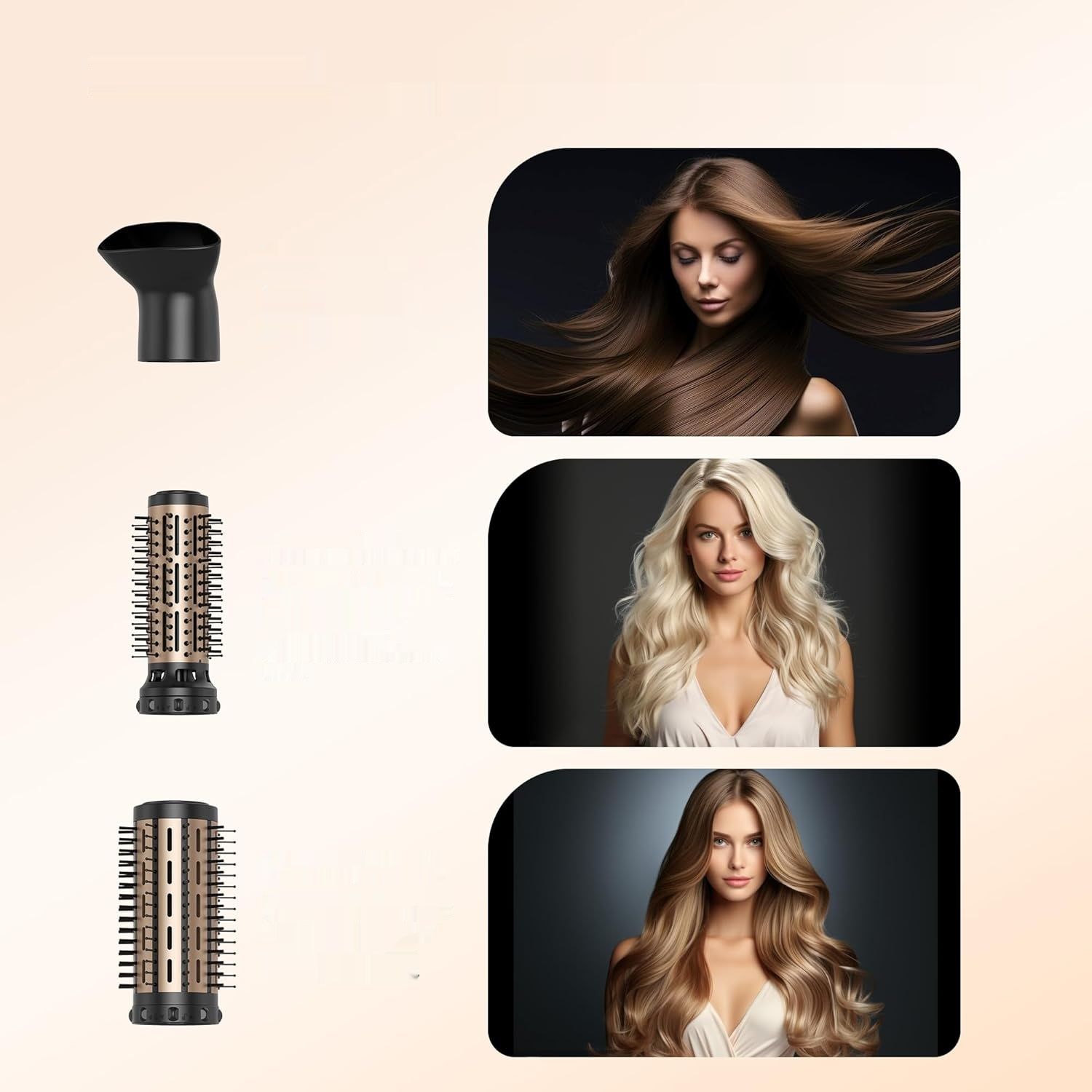 Obrotowa Szczotka do Włosów 3 w 1 z 2 szczotkami 38mm i 50mm