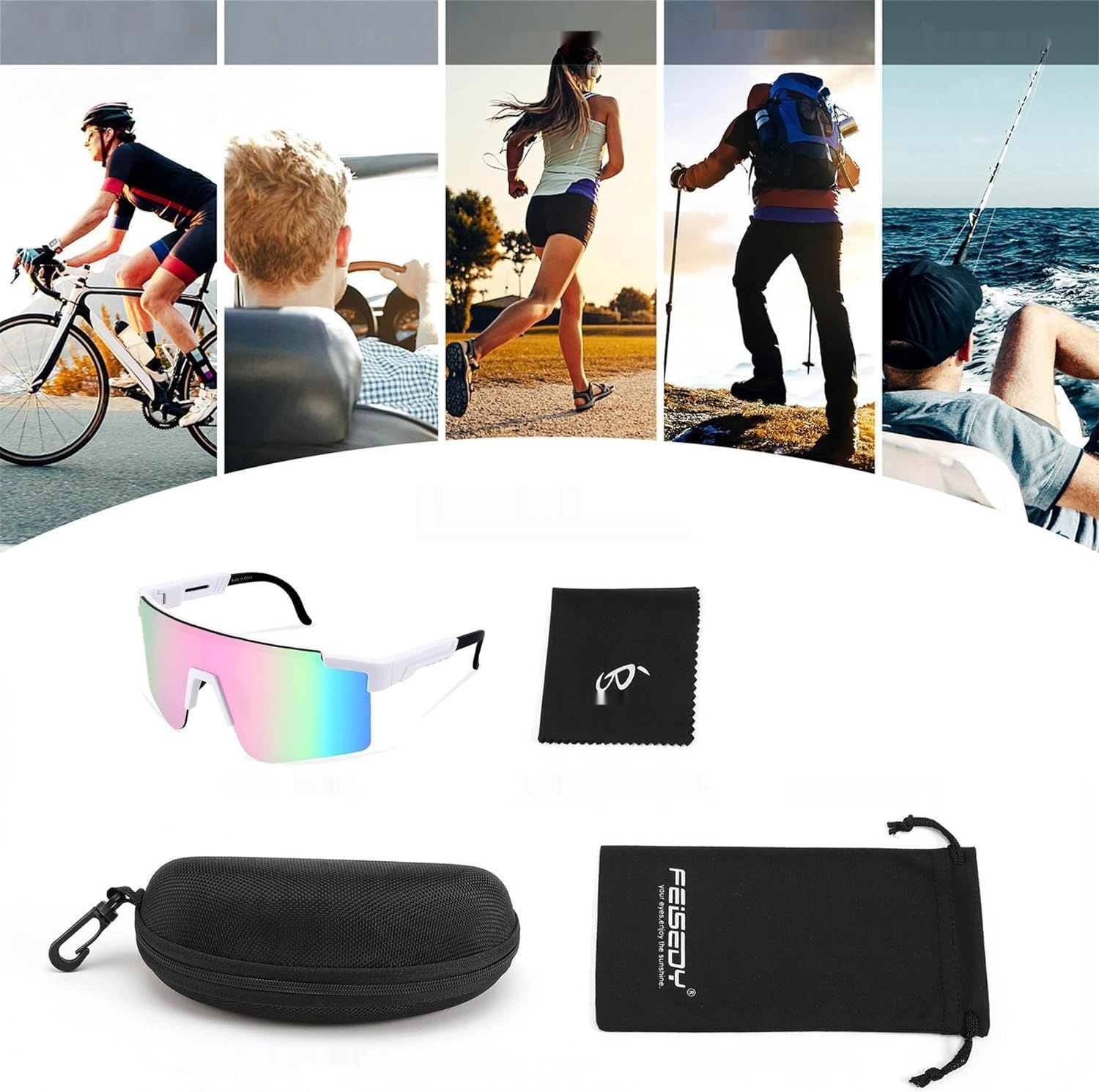 FEISEDY Sportowe okulary przeciwsłoneczne, ochrona UV400, model B2837