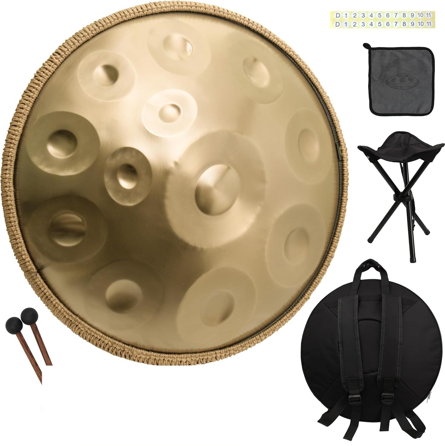 ANTETOK Gold Harmonic 440hz 22-calowy Handpan Steel Drum 12 Tonów w D-moll