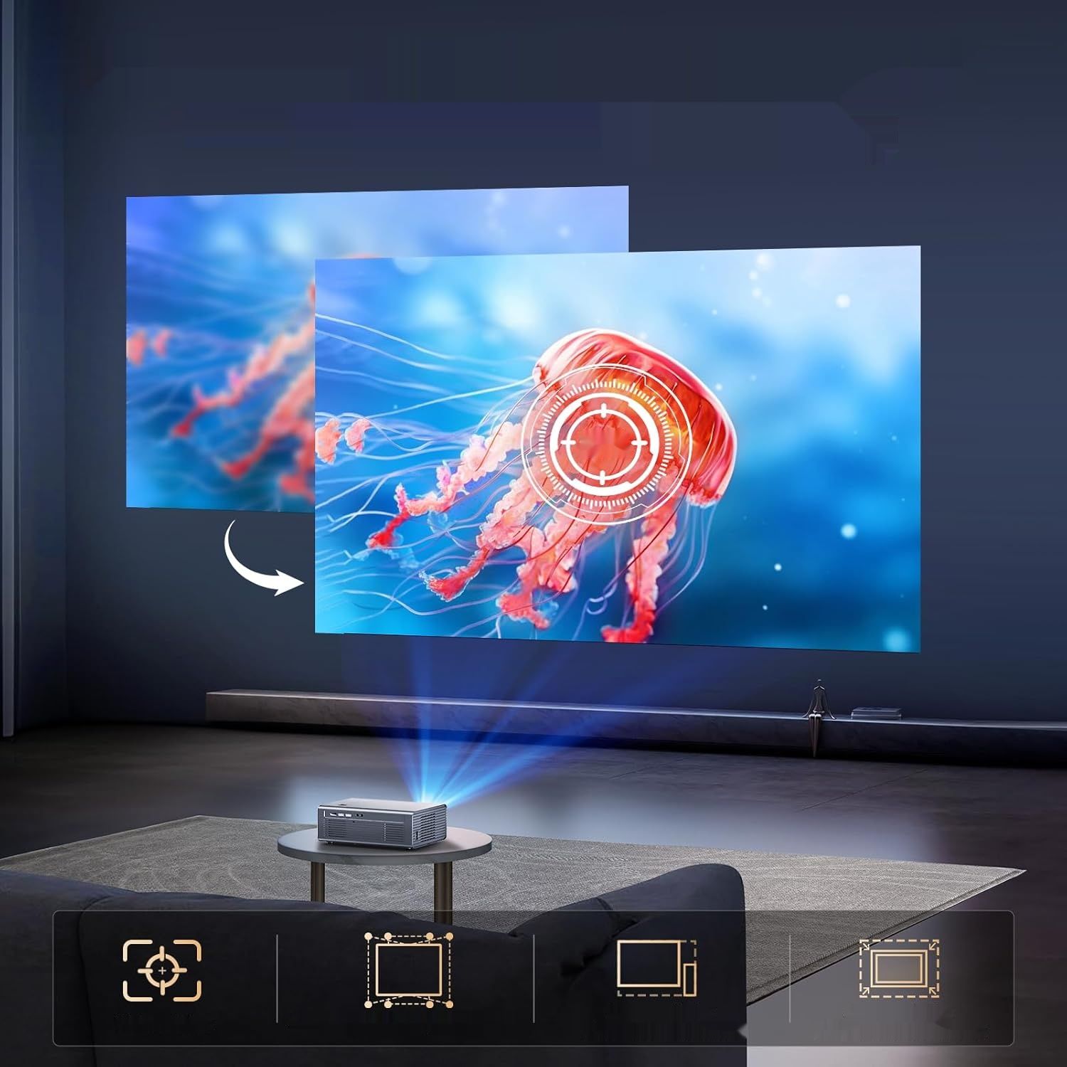 iSinbox 4K Wsparcie Projektor Zewnętrzny z WiFi 6 i Bluetooth